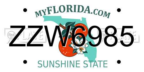 ZZW6985 Florida License Plate