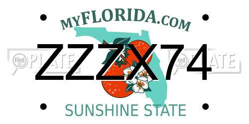 ZZZX74 Florida License Plate
