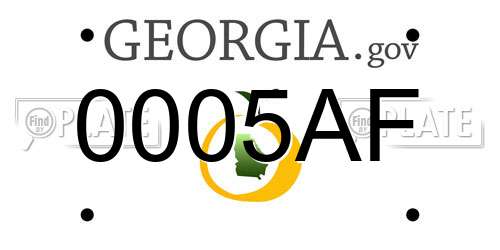 0005AF Georgia License Plate