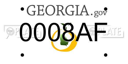 0008AF Georgia License Plate
