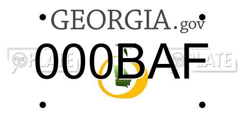 000BAF Georgia License Plate