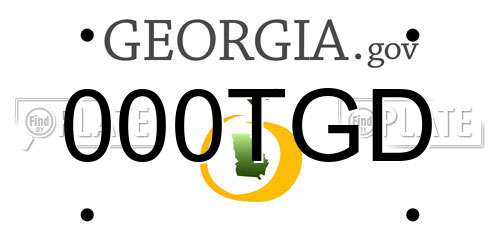 000TGD Georgia License Plate
