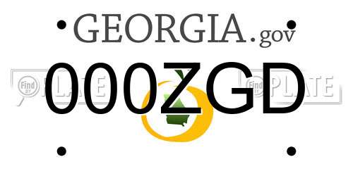 000ZGD Georgia License Plate