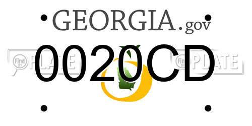 0020CD Georgia License Plate
