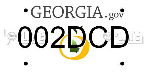 002DCD Georgia License Plate