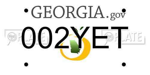 002YET Georgia License Plate