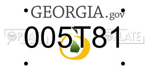 005T81 Georgia License Plate