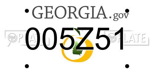 005Z51 Georgia License Plate