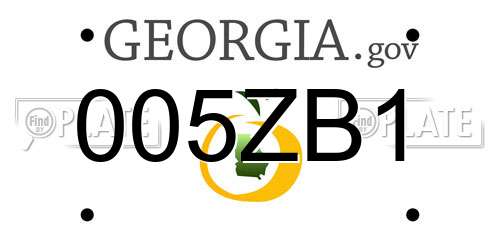 005ZB1 Georgia License Plate