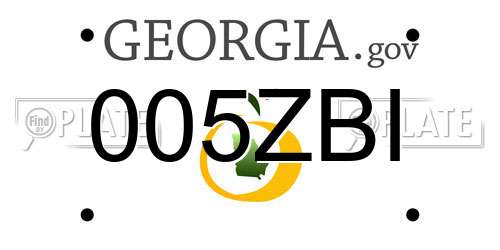 005ZBI Georgia License Plate