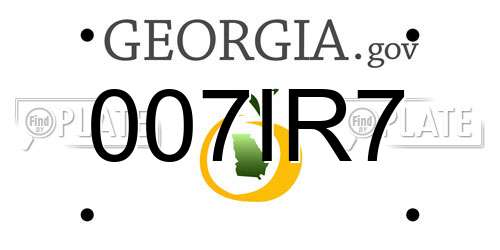 007IR7 Georgia License Plate