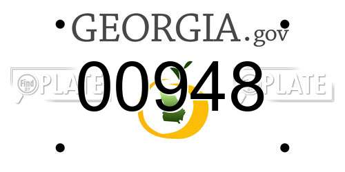 00948 Georgia License Plate