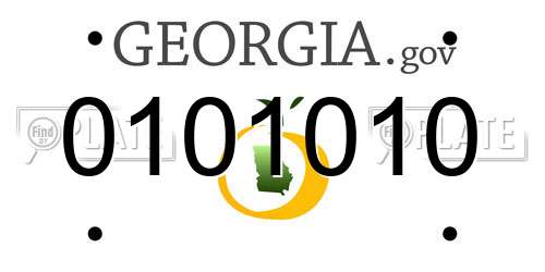 0101010 Georgia License Plate