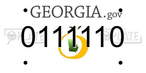 0111110 Georgia License Plate