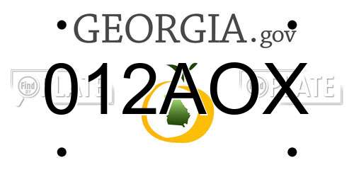 012AOX Georgia License Plate