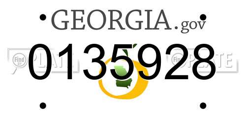 0135928 Georgia License Plate