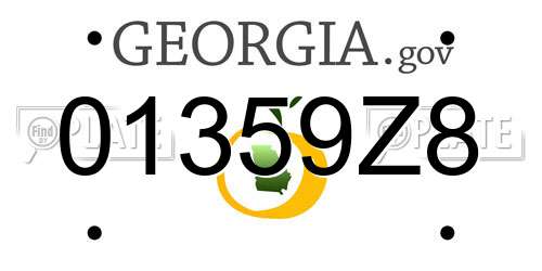 01359Z8 Georgia License Plate