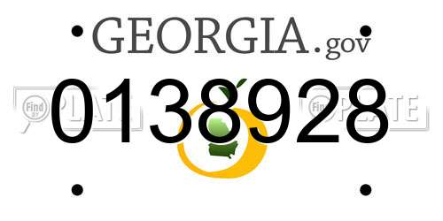 0138928 Georgia License Plate