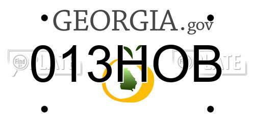 013HOB Georgia License Plate