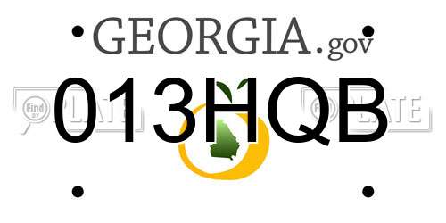 013HQB Georgia License Plate
