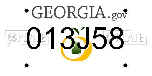 013J58 Georgia License Plate