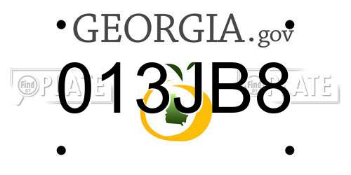 013JB8 Georgia License Plate