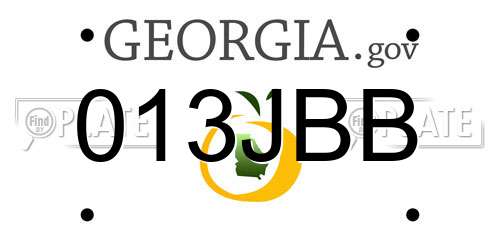 013JBB Georgia License Plate