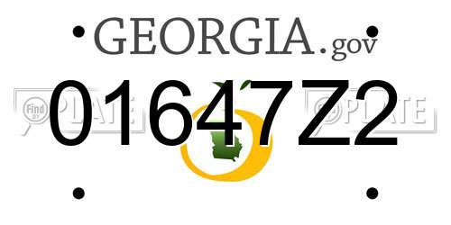 01647Z2 Georgia License Plate