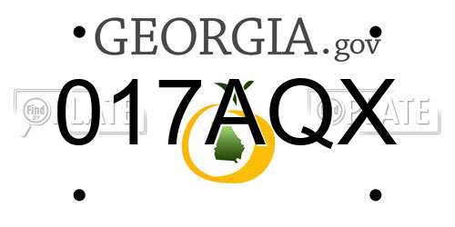 017AQX Georgia License Plate