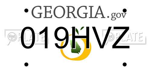019HVZ Georgia License Plate