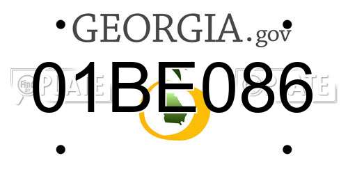 01BE086 Georgia License Plate