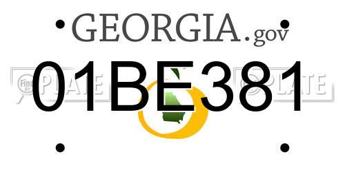 01BE381 Georgia License Plate