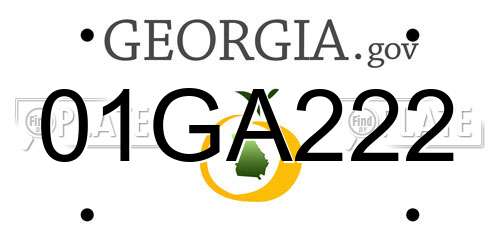 01GA222 Georgia License Plate