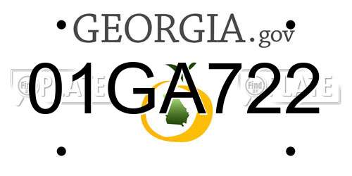 01GA722 Georgia License Plate