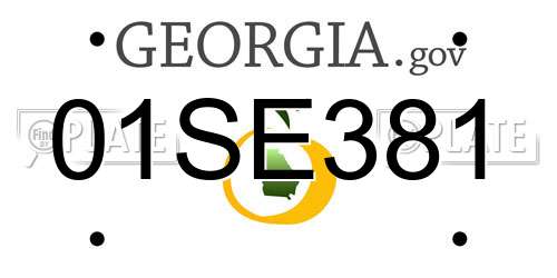 01SE381 Georgia License Plate