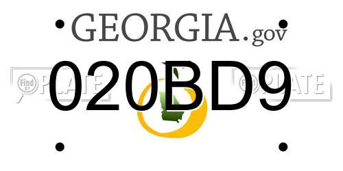 020BD9 Georgia License Plate