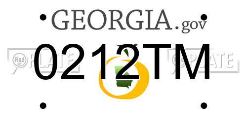 0212TM Georgia License Plate