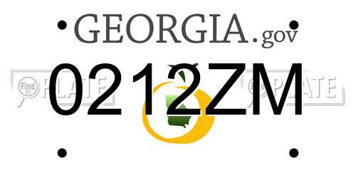 0212ZM Georgia License Plate