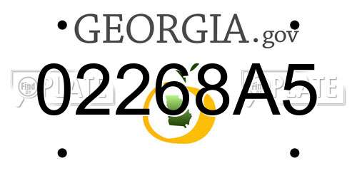 02268A5 Georgia License Plate