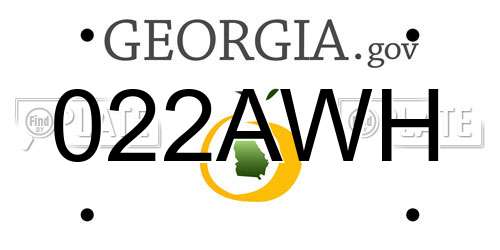 022AWH Georgia License Plate