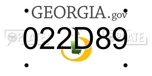 022D89 Georgia License Plate