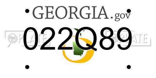 022Q89 Georgia License Plate