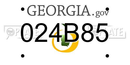 024B85 Georgia License Plate