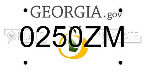 0250ZM Georgia License Plate