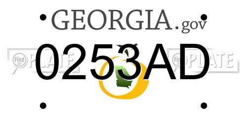 0253AD Georgia License Plate