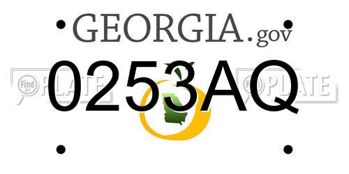 0253AQ Georgia License Plate