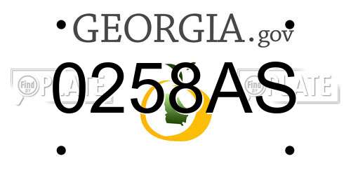 0258AS Georgia License Plate
