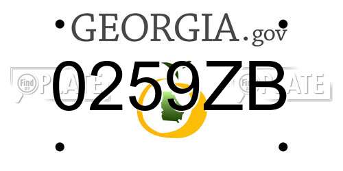 0259ZB Georgia License Plate