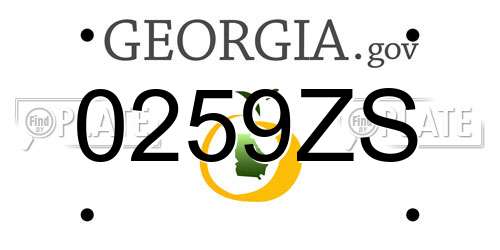 0259ZS Georgia License Plate