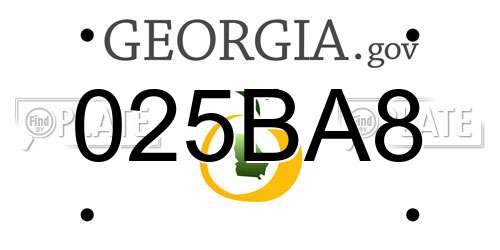 025BA8 Georgia License Plate